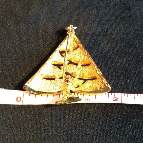 Vintage 3 Pc Christmas Tree Brooch Lot - Picture 9 of 9